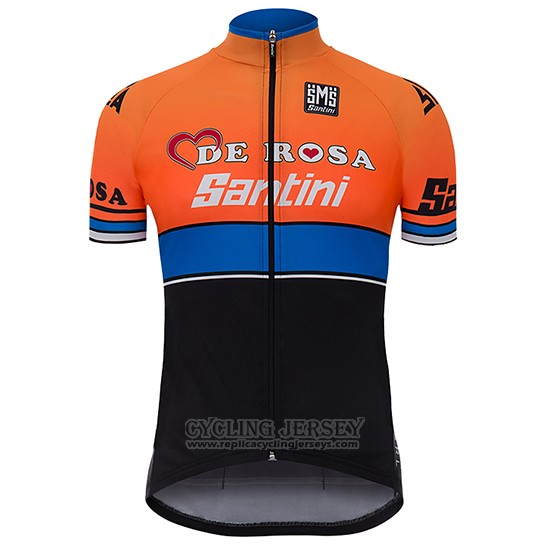 2017 Cycling Jersey De Pink Santini Black and Orange Short Sleeve and Bib Short